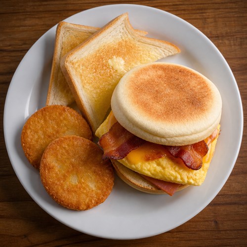 Egg Sandwich + Ham, Bacon or Sausage