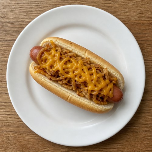 Hot Dog with Fried Onions & Cheese