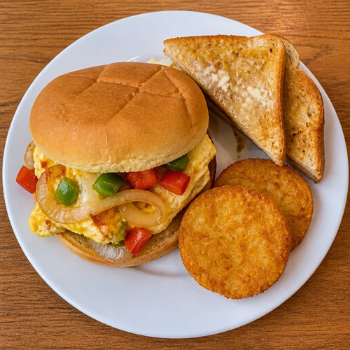 Peppers, Onions & Egg Sandwich