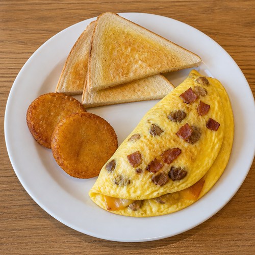 Turkey Bacon or Sausage Omelette